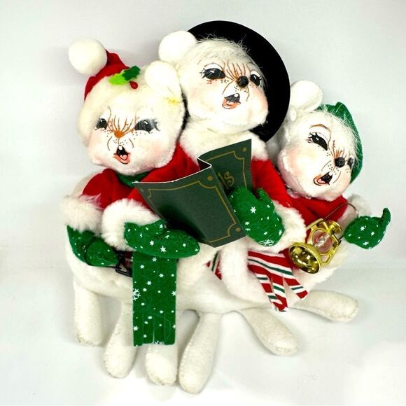 Annalee Christmas SET OF 3 CAROLING MICE 2000 Mouse Trio Anthropomorphic Vintage - Picture 1 of 8